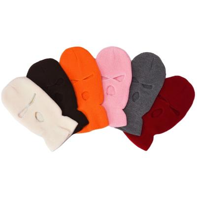 China Casual Round Hole Knitted Hat Candy Color Wool Baotou Mask Digging Outdoor Windproof Hat for sale