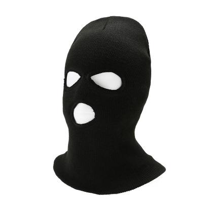 China Warm Personality Masked Windproof Casual Hat Men's Neck Protection Three-Hole Thickened Knitted Hat for sale