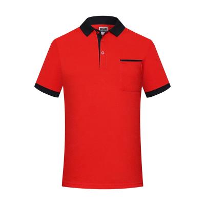 China Custom Short Sleeve Color Matching Polo Lapel Short Sleeve Printed T-Shirt With Pockets Men's And Women's Workwear for sale