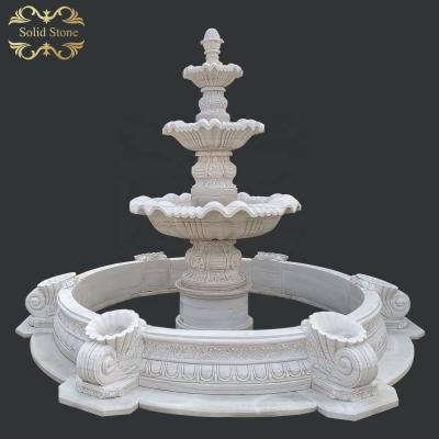 China Factory wholesale classic design traditional carved shell stone water fountain for garden for sale