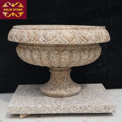 China Contemporary Granite Stone Flower Pot Stands Designs For Garden Decor for sale