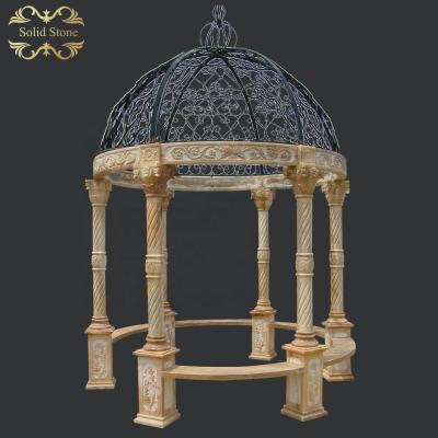 China Modern Modern Design Multiple Columns Supported Garden Used Red Marble Gazebo for sale