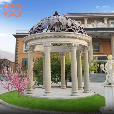 China Beautiful Modern Classical Design Roman Column Decorative Beige Granite Garden Gazebo for sale