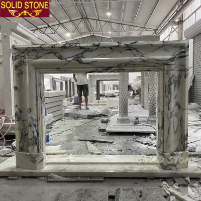 China Modern Design Stone Solid Marble Fireplace Italian Arabescato Marble Mantel for sale