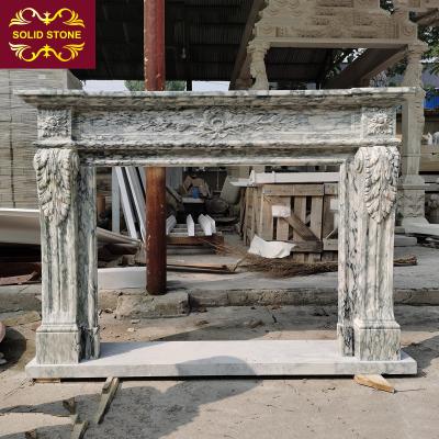 China Fire Place Modern Freestanding Indoor Decorative Natural Marble Mantel for sale