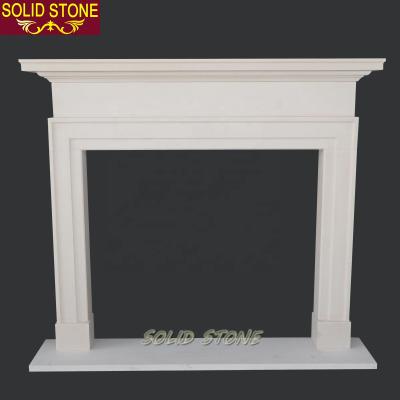 China Modern Custom Design Factory Supply Beige Limestone Fireplace High End Stone Fireplace Surround for sale