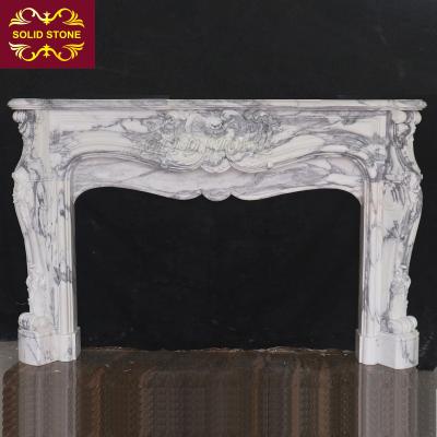 China Arebescato Stone Style Traditional French Marble Chinese Factory Mantel Natural Marble Fireplace for sale