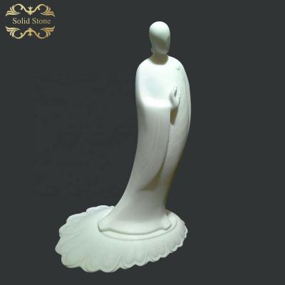 China Modern High End Pure White Marble Indoor Decorative Peaceful Abstract Buddha Statue For Sale for sale