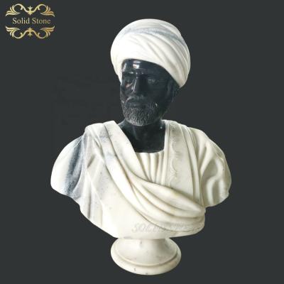 China Contemporary Hand Carved Famous Mixed Physical Marble Black People Bust Statues for sale