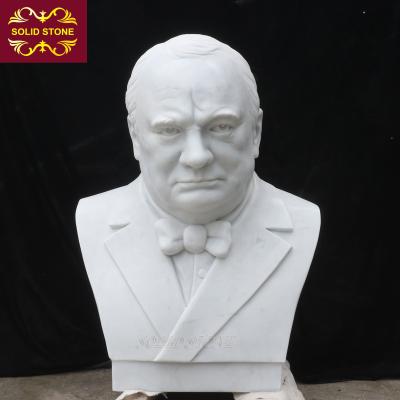 China Contemporary Customized Life Size Quality Winston Churchill Head White Marble Statue for sale