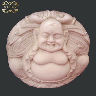 China Good Quality Traditional Hand Carved White Marble Laughing Buddha Sculpture for sale