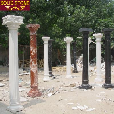 China Solid Natural Stone Hand Carved Decorative Black Marble Roman Pillars for sale