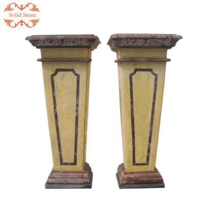 China Solid Colored Natural Marble Carved Square Pedestal Pillar Design for sale