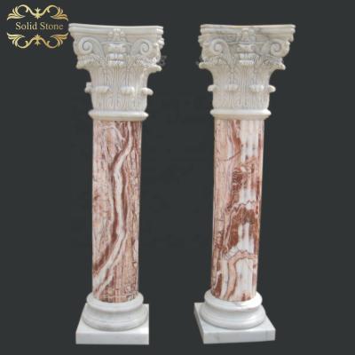 China Direct Selling Solid Garden Factory Decorative Mixed Marble Outdoor Roman Column for sale