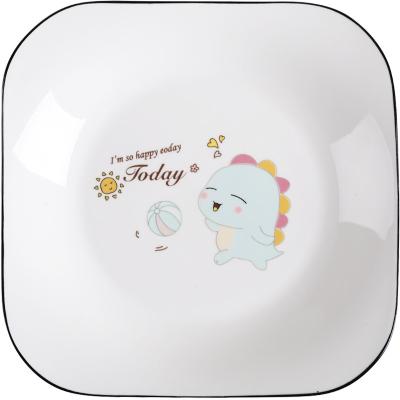 China Cartoon Viable Creative Pattern Dinner Platesteak Dish Fruit Salad Bowl Household Ceramic Square Dinner Dish for sale