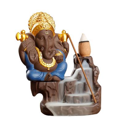 China Creative Southeast Asian AR Smoke Backflow Elephant Landscape Style Treasure Incense Home Decoration Clay Chinese Purple Censer for sale