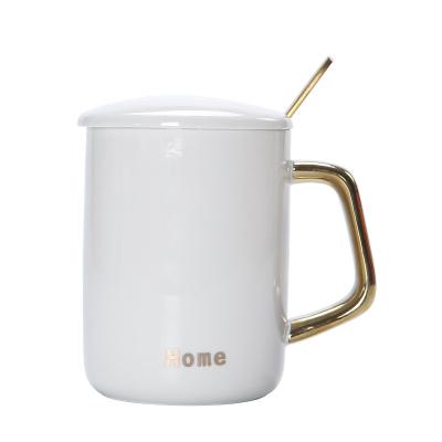 China Couple's Mugs Discovery Cup Viable Hot Thermal Gold With Cover Spoon Heating Mug for sale