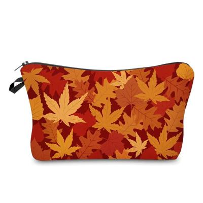 China Water Resistant Maple Leaves Pattern Wash Waterproof Soft Bag Makeup Cloth Multifunctional Travel Storage Bag for sale