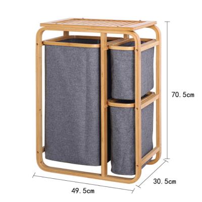 China Collapsible Collapsible Bamboo Cloth Laundry Hamper Frame Basket Storage Rack for sale