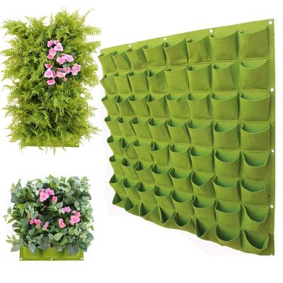 China Durable And Eco-friendly 64 Pockets Vertical Plant Bag Held Wall Hanging Garden Planter Grow Bag Wholesale for sale