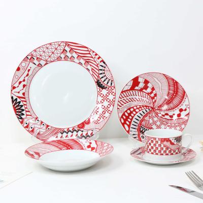 China Viable Porcelain Dinner Set 20pcs With Cup And Saucer Customized Decal Accept for sale