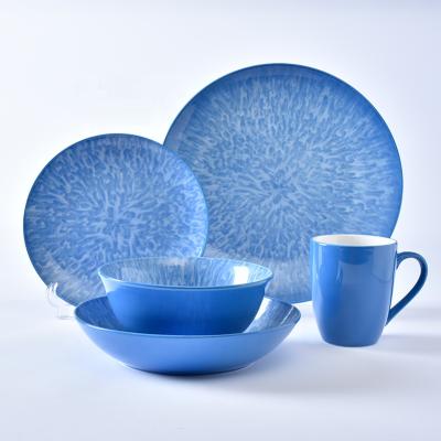 China Home Reactive Crack Glaze Home Reactive Luster Color Luster Ceramic Stoneware Tableware Dinner Set Hotel Restaurant Dinner Set for sale