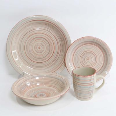 China Viable Wholesale High Quality Hand Painted 16pcs Stoneware Dinner Set Dinnerware Set for sale