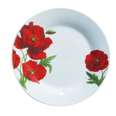 China Viable Wholesale Cheap Customized Customized Design Decal Printing Round Porcelain Dinner Plate Ceramic Dishes for sale