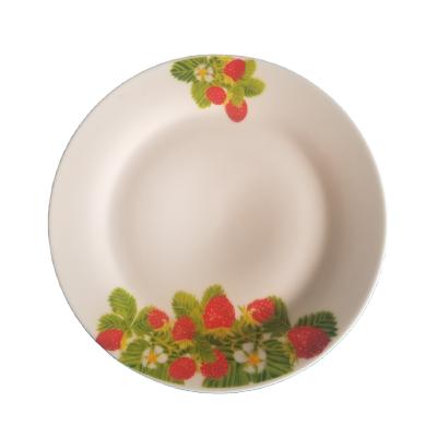 China Viable Porcelain White Flat Dinner Dishes With Beautiful Decal Wholesale Cheap Bulk Porcelain for sale