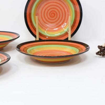 China Viable Painted Printing Soup Dish, Stoneware Dish And Dishes, Colorful Customized Plato Deep Dishes for sale