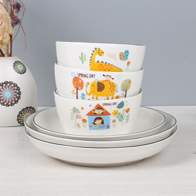 China Viable Kids Porcelain Set, Dino Design Dish and Bowls, Cute Dinner Set for sale