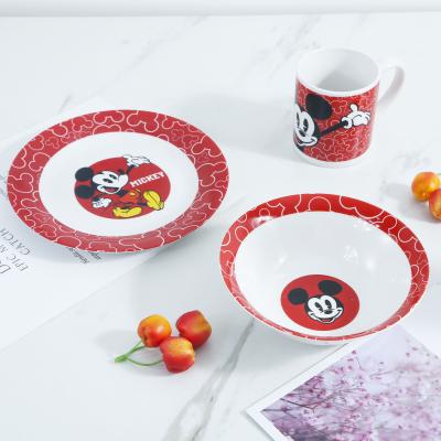 China Viable 3 PIECES OF DINNER SET CHILDREN'S DINNER SET porcelain decal Mickey Mouse for sale