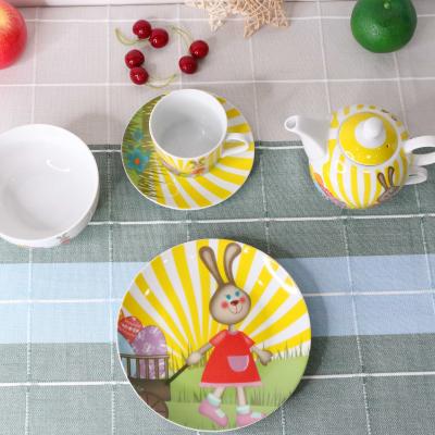 China Sustainable Kids Dinner Set With Funny Cup And Pot Design Dinner Set For Kids for sale