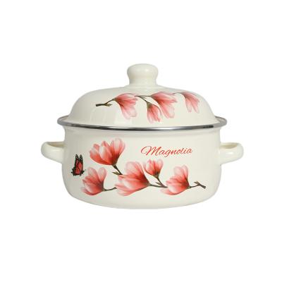 China Good Quality Western Enamel Casserole, Flower Design Enamel Bowls, Large Casserole Wholesale Cheap Price for sale