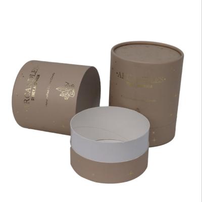 China Recycled Materials Cardboard Cylinder Candle Packaging Custom Printed Gift Round Kraft Paper Boxes With Lid for sale