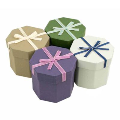 China Recycled Materials Paper Flower Gift Box Supplies Custom Handmade Octagonal Candy Wedding Packaging Paper Box for sale