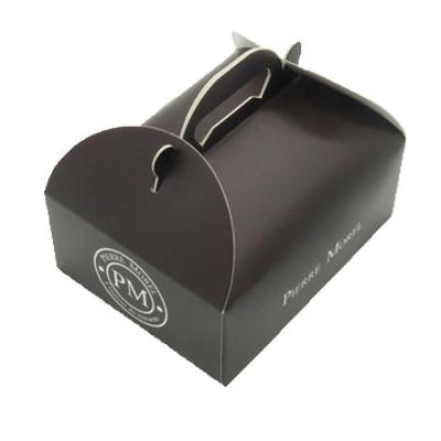 China Recycled Materials Custom Cake Pastry Luxury Easy Folding Cookie With Handle Food Paper Box for sale