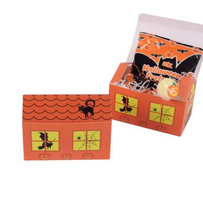 China Recycled Materials Halloween Ghost Pattern Pastry Candy /food Package Box Custom Portable Christmas/Festival Cookie House Form Paper Gift Box for sale