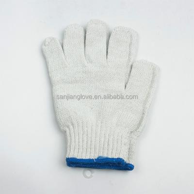 China Cotton& polyester blend good quality bleach white color cheap price cotton knit glove for sale