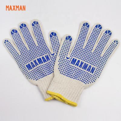 China Polyester Anti-Slip Twine Industrial White Cotton Knitted Hand Gloves With Dotted for sale