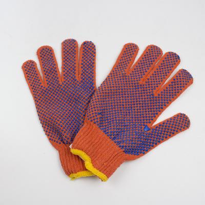 China Cotton Glove PVC Coating Disposable Glove Comfortable And Breathable Orange Rubber Dotted Glove For Russia Market for sale