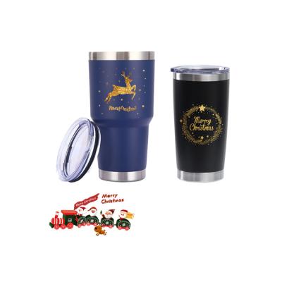 China Sustainable Christmas Water Bottle Double Wall Stainless Steel Vacuum Insulated Termos Powder Coated Coffee Tumbler Travel Mugs for sale