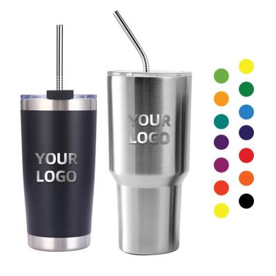 China Durable 20oz 30oz double wall stainless steel vacuum insulated termos powder coated tumbler cups 20 oz travel tumbler cups with straw for sale