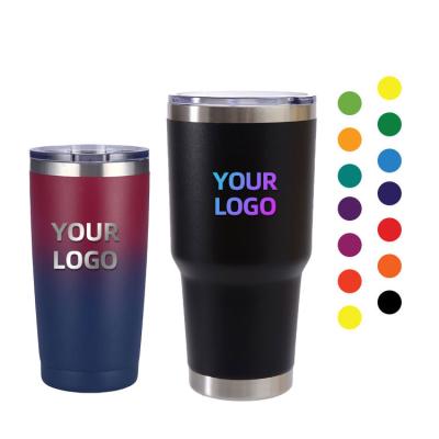 China Sustainable 20oz 30oz Double Wall Stainless Steel Vacuum Insulated Termos Powder Coated Tumbler Mugs Travel Cups With Straw for sale