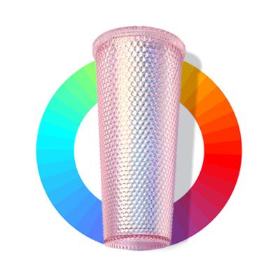 China Viable 24oz Glitter Custom Cups Plastic Acrylic Wall Tumbler Double Bulk Diamond Studded Tumbler Wholesale With Straw Logo for sale