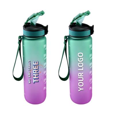 China BPA Tritan 32oz 1000ml Gym Fitness Sports Gallon Plastic Viable Free Plastic Motivational Water Bottle termos botella de agua with time marker for sale