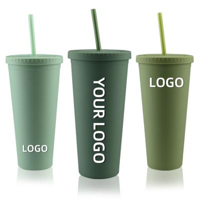 China 24oz Reusable Plastic Sippy Tumbler BPA Free Conical Plastic Cups Bulk Drinkware Tumbler Cups Wholesale for sale