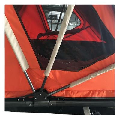 China 100% Waterproof Wholesale Roof Top Tent Suppliers 4X4 Top Strong Aluminum Shell Canvas Suv Roof Top Tent With Open Lengthwise Cornice For Camping for sale