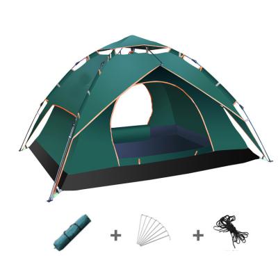 China Straight tying type double layer automatic hydraulic tent outdoor waterproof 3-4 person increasing folding automatic automatic instant camping tent for sale