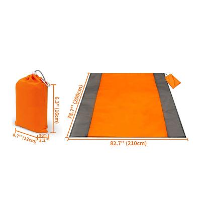 China 210T Grid Ripstop With TPU Coating Portable Outdoor Waterproof Sand Proof Custom Blanket Beach Travel Picnic Foldable Blanket Folding Anti Sand Beach Mat for sale